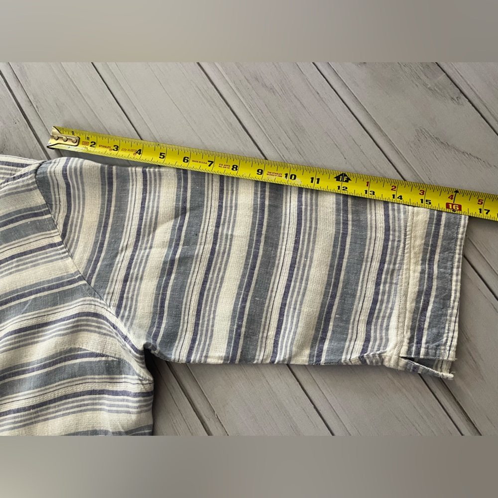 Women’s L.L. Bean 100% linen blue white stripe pullover boatneck tunic. Large P - Picture 12 of 14